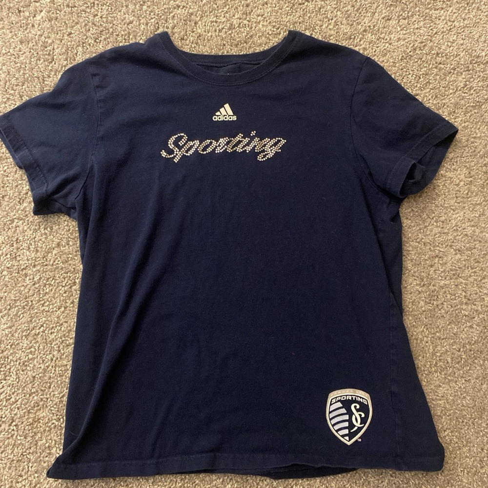 MLS Sporting KC Adidas Kids L Blue Tee